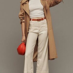 BEIGE EUC 31P Anthropologie Maeve Colette linen blend cropped wide leg pants